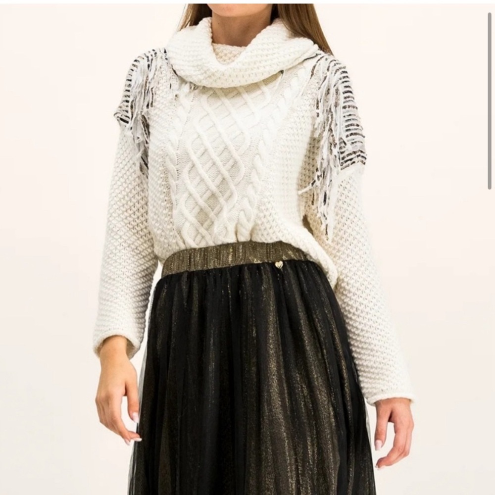 Twinset Milano ivory wool blend cowl neck pullover sweater NWT size XL